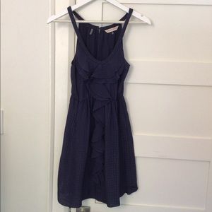 Rebecca Taylor Navy Snakeskin Ruffle Dress Size 2